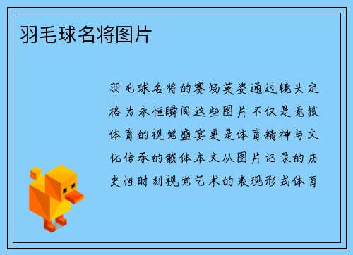 羽毛球名将图片
